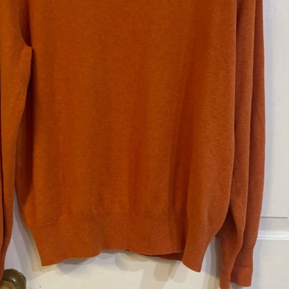 J. McLaughlin Men’s Burnt Orange V-Neck Cotton Blend Size Large Sweater - Picture 3 of 6